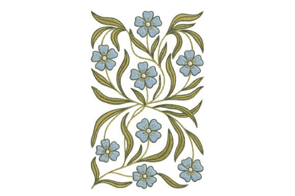 Blue Flowers Embroidery Design