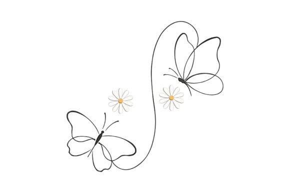 Butterflies with Daisy Flowers