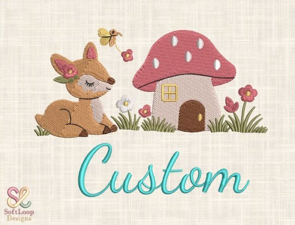 Custom Woodland Deer Embroidery Design