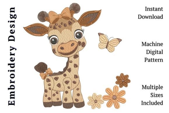 Cute Baby Giraffe Bow Butterfly