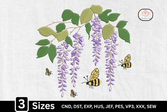 Cute Bee Hanging Wisteria