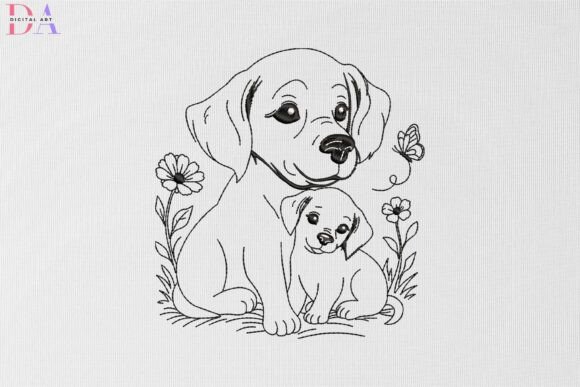 Cute Puppy Family Garden Butterfly Pals
