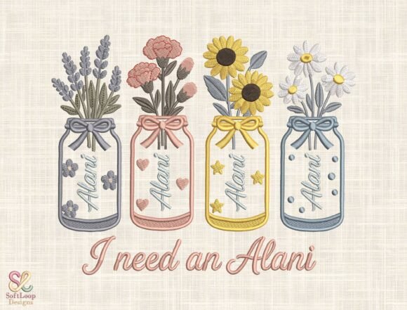 Floral Mason Jar Embroidery Design