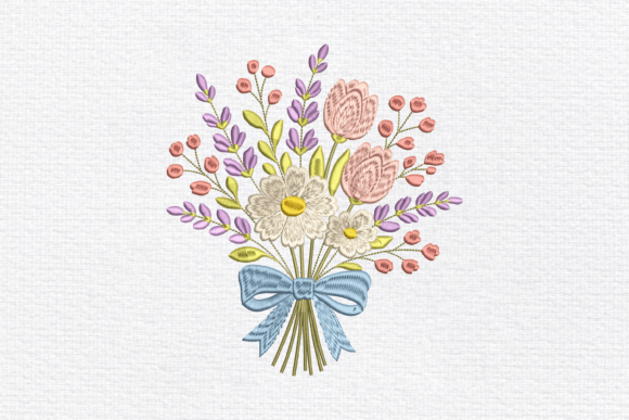 Pastel Floral Bouquet Embroidery Design