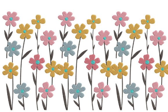 Pastel Wildflower Embroidery Design