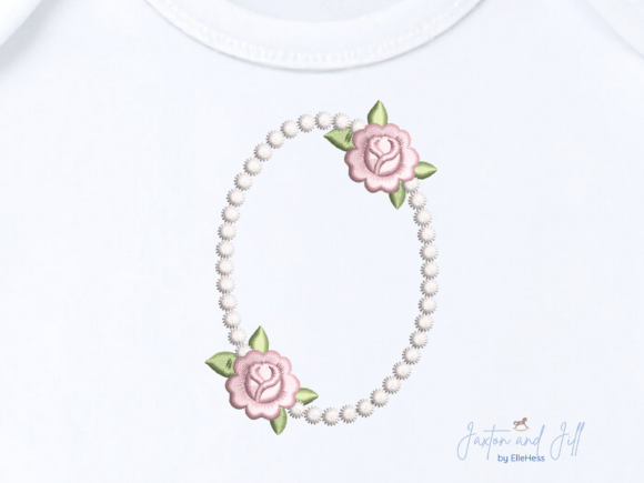 Pearl Dot Rose Frame Embroidery Design