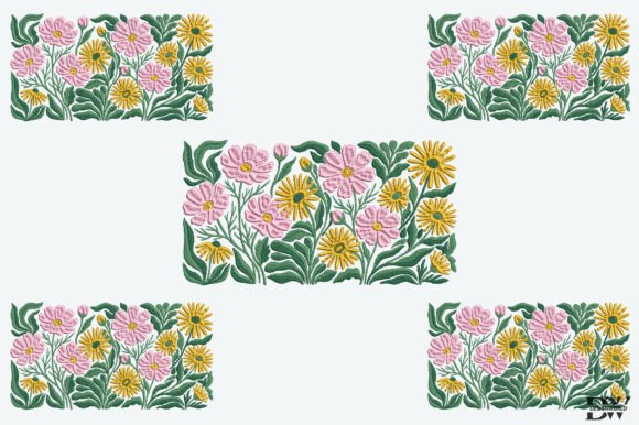Pink Cosmos Flowers Embroidery Design