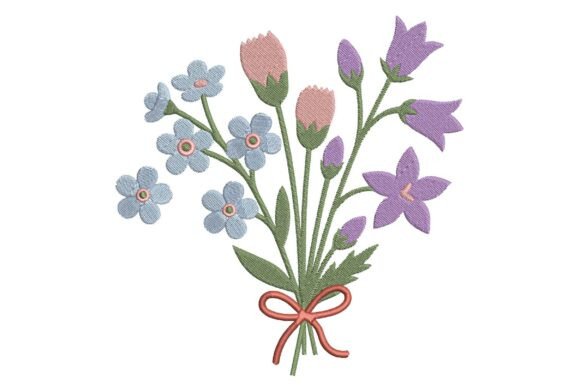 Spring Flower Bouquet Embroidery Design