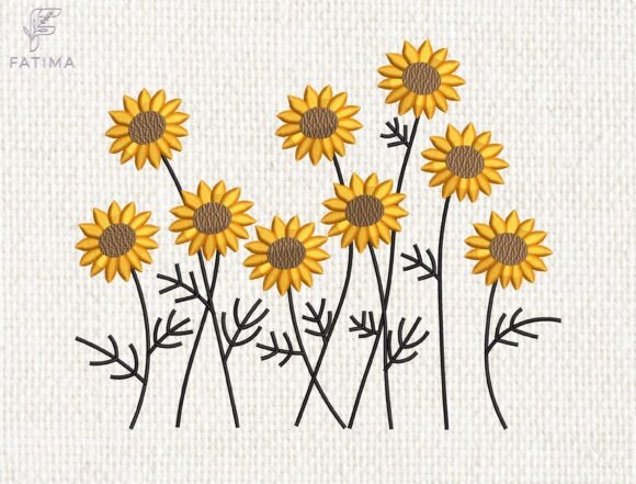 Sunflowers Meadow Embroidery Design