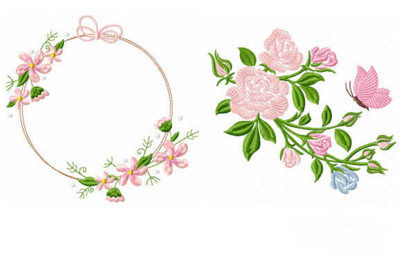 Vintage Floral Butterfly Embroidery